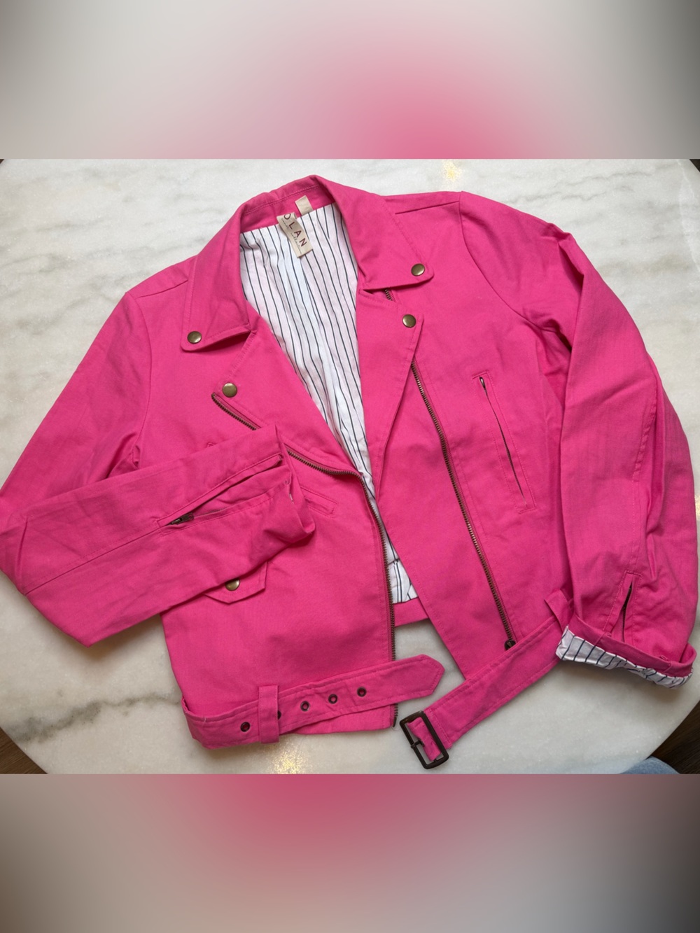 Anthropologie Dolan Hot Pink Moto Jacket with Asymmetrical Zip Size M